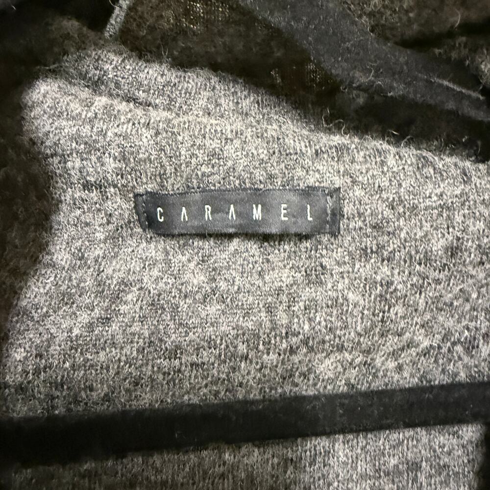 Caramel UK Gray Wool Cardigan Sweater Size Medium Large Long Asymmetric Luxury - Picture 5 of 6